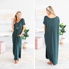Load image into Gallery viewer, Trust The Plan Hunter Green Maxi Dress
