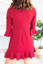 Load image into Gallery viewer, Always So Peppy Fall Ruby Red Ruffled Dress
