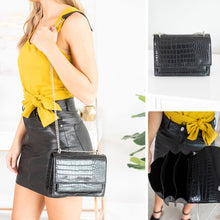 Load image into Gallery viewer, Just My Style Black Reptile Purse

