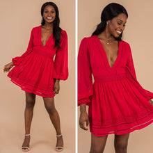 Load image into Gallery viewer, Living In A Dream Burgundy Red Swiss Dot Dress
