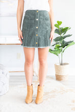 Load image into Gallery viewer, Ready For The Fun Olive Green Corduroy Skirt
