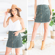 Load image into Gallery viewer, Ready For The Fun Olive Green Corduroy Skirt
