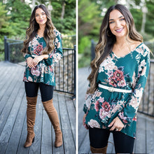 Load image into Gallery viewer, That's My Story Olive Green Floral Tunic
