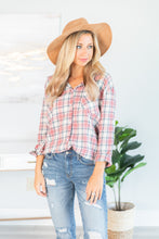 Load image into Gallery viewer, Just Me And You Red Bean Plaid Button Down Top
