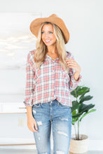 Load image into Gallery viewer, Just Me And You Red Bean Plaid Button Down Top
