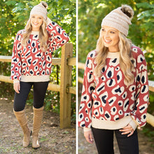 Load image into Gallery viewer, Stay By Your Side Red Clay Leopard Sweater
