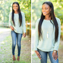 Load image into Gallery viewer, Off To Aspen Sage Green Knit Sweater
