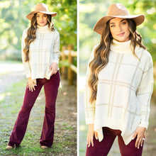 Load image into Gallery viewer, Mountain Views Cream White Plaid Sweater
