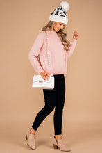 Load image into Gallery viewer, Keeping Cozy Pink Cable Knit Sweater
