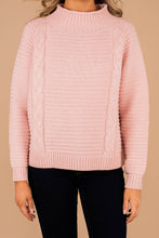 Load image into Gallery viewer, Keeping Cozy Pink Cable Knit Sweater
