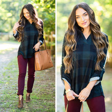 Load image into Gallery viewer, Party In Plaid Teal Blue Plaid Top
