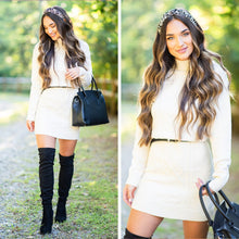 Load image into Gallery viewer, Take The Time Off White Cable Knit Sweater Dress
