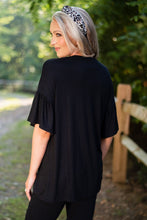 Load image into Gallery viewer, These Are The Days Black Ruffle Top

