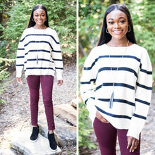 Load image into Gallery viewer, Better Together White-Black Striped Sweater

