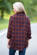 Load image into Gallery viewer, Climbing To The Top Cognac Plaid Button Down Top
