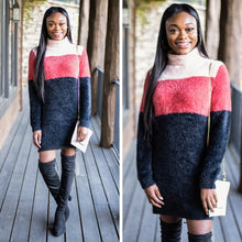 Load image into Gallery viewer, You Own It Black Colorblock Sweater Dress
