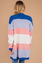 Load image into Gallery viewer, Stand Out Blue And Mauve Colorblock Cardigan
