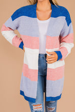 Load image into Gallery viewer, Stand Out Blue And Mauve Colorblock Cardigan
