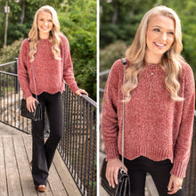 Load image into Gallery viewer, Leave You To It Brick Red Chenille Sweater

