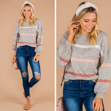 Load image into Gallery viewer, Looking For You Gray Striped Sweater

