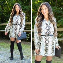 Load image into Gallery viewer, Chic Decisions Gray Snake Print Dress
