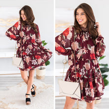 Load image into Gallery viewer, Nice To Know You Wine Red Floral Dress
