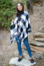 Load image into Gallery viewer, Lost In Love White-Black Plaid Shawl
