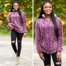 Load image into Gallery viewer, Tell Me Everything Wine Red Sherpa Pullover
