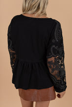 Load image into Gallery viewer, Feminine Fun Black Lace Blouse
