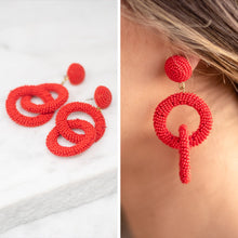 Load image into Gallery viewer, Love Is Here Red Beaded Earrings
