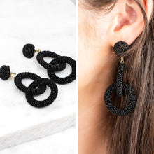 Load image into Gallery viewer, Love Is Here Black Beaded Earrings
