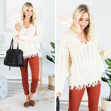 Load image into Gallery viewer, All Over Town Natural White Cable Knit Sweater
