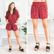 Load image into Gallery viewer, Meet You In the Park Burgundy Polka Dot Shorts
