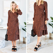 Load image into Gallery viewer, It's Your Time Brown Leopard Midi Dress
