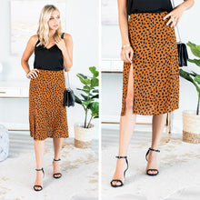 Load image into Gallery viewer, Told You Camel Brown Cheetah Midi Skirt
