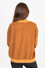 Load image into Gallery viewer, Feeling At Peace Brick Orange Faux Shearling Sweatshirt
