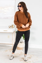 Load image into Gallery viewer, Feeling At Peace Brick Orange Faux Shearling Sweatshirt

