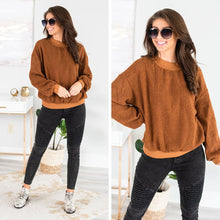 Load image into Gallery viewer, Feeling At Peace Brick Orange Faux Shearling Sweatshirt
