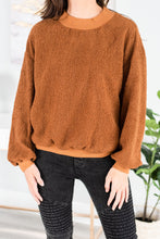 Load image into Gallery viewer, Feeling At Peace Brick Orange Faux Shearling Sweatshirt
