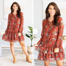 Load image into Gallery viewer, Make Your Move Rust Orange Floral Dress
