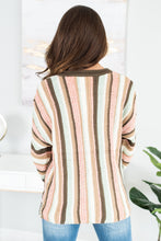Load image into Gallery viewer, Chill Out Olive Green Striped Sweater
