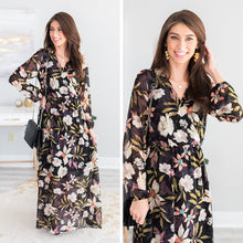 Load image into Gallery viewer, Looking For Fun Black Floral Maxi Dress
