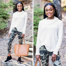 Load image into Gallery viewer, Need You Around Ivory White Waffle Cowl Neck Sweater
