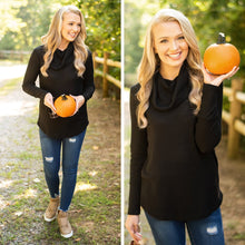 Load image into Gallery viewer, Need You Around Black Waffle Cowl Neck Sweater
