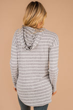 Load image into Gallery viewer, See You Smile Heather Gray Striped Hoodie
