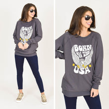 Load image into Gallery viewer, Born In The USA Charcoal Gray Graphic Sweatshirt
