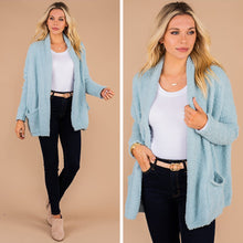 Load image into Gallery viewer, You Should Be Mine Soft Blue Fuzzy Cardigan
