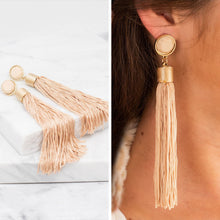Load image into Gallery viewer, What A Gem Tan Tassel Earrings

