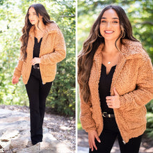 Load image into Gallery viewer, Such A Diva Camel Brown Teddy Jacket
