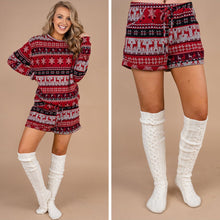 Load image into Gallery viewer, Happy For The Holidays Red Pajama Shorts
